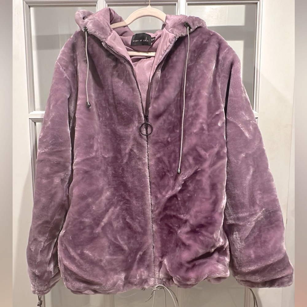 💜STORY OF LOLA💜 ZIP UP COZY SHERPA CONTROL BOTTOM BOYFRIEND LENGTH OVERSIZE COAT